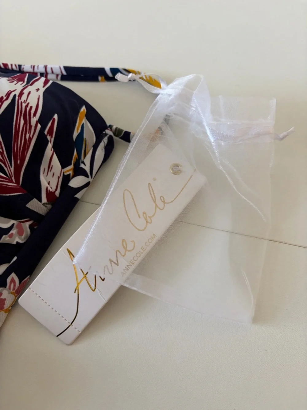 NWT Anne Cole Navy One-Piece Halter Neck Tropical Print Swimsuit (10) Vacation